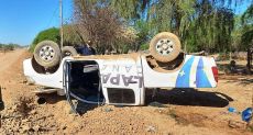 Volcó una camioneta de Lapacho Canal 11 y sus tres ocupantes salieron ilesos
